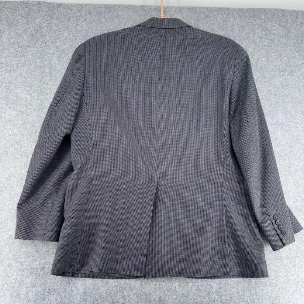 Chaps Mens 42R Blazer 100% Lambswool Grey Micro Houndstooth Sport Coat 2HX0207